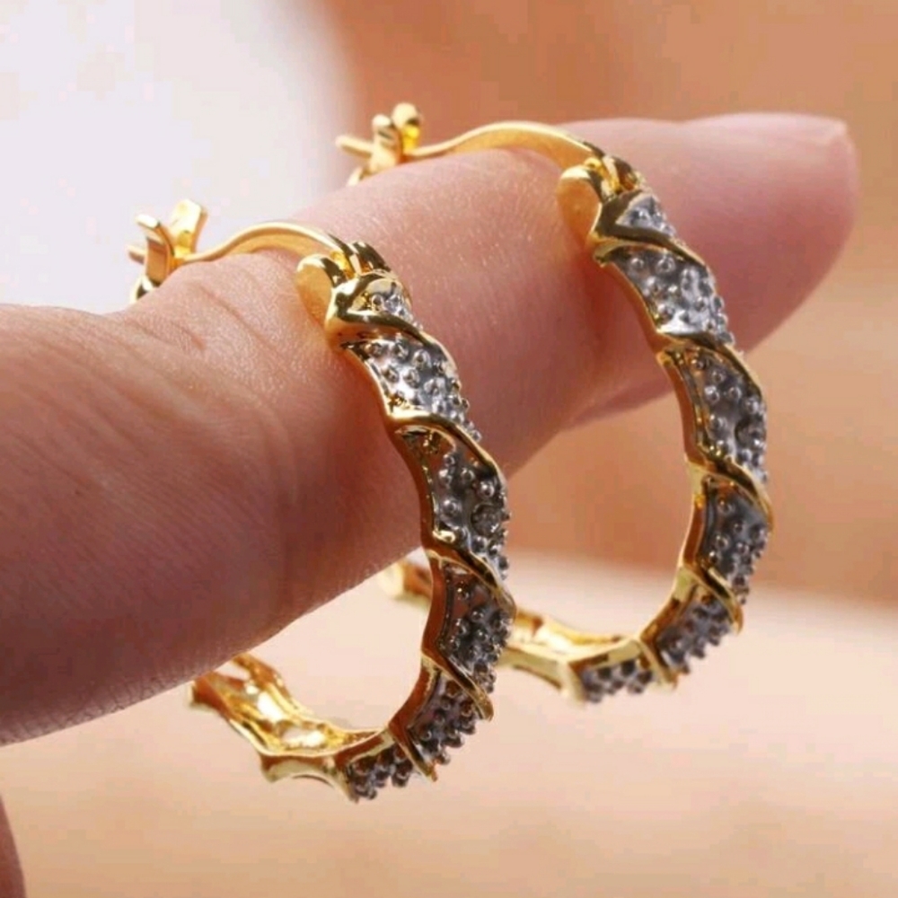 2 Tone Hoop Earrings - Picture 3 of 3